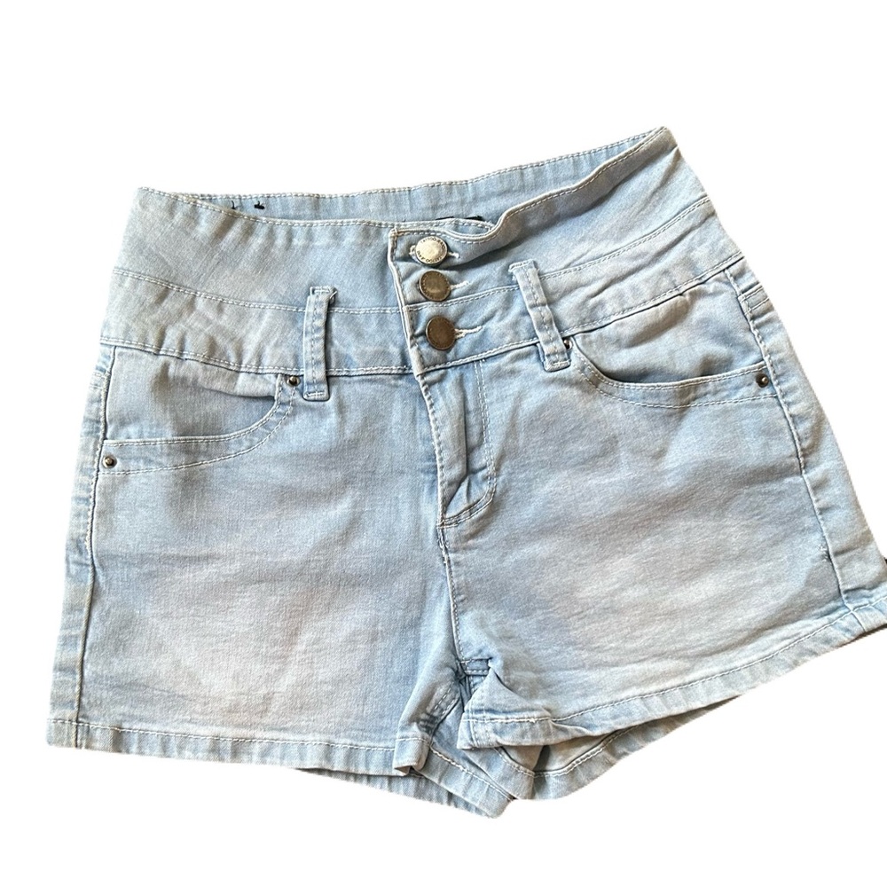 Eclipse Tattoo Light Wash High Rise Cotton Y2K Jean Shorts - Size 1